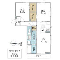 Krone 101号室 ｜ 茨城県守谷市百合ケ丘（賃貸アパート2LDK・1階・56.67㎡） その2