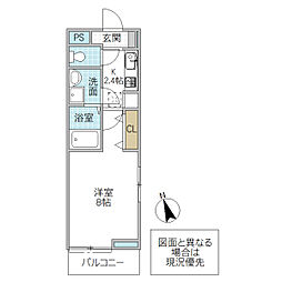 モレーン 1階1Kの間取り