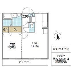 ケインヒルハイム 1LDKの間取図画像