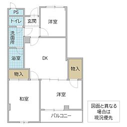ヒルズエム 3DKの間取図画像