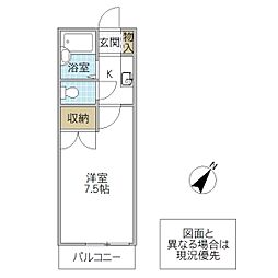 ヴァンテ竜ケ崎 1Kの間取図画像