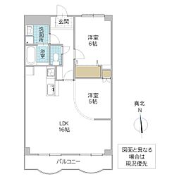 リバーサイドヒルズ 2LDKの間取図画像
