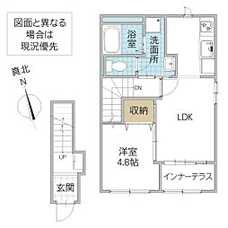 Ange Belle B 1LDKの間取図画像