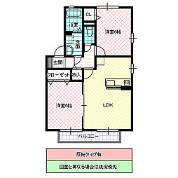 アプローズスクエアB 2LDKの間取図画像