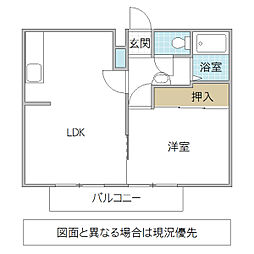 国府田ハイツ 1LDKの間取図画像