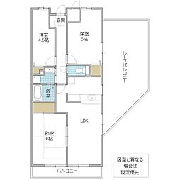 グランデール取手 3LDKの間取図画像