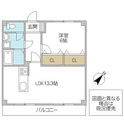 Gardencourtみどりの 1LDKの間取図画像