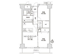 湘南平塚スカイマンション 2LDKの間取図画像