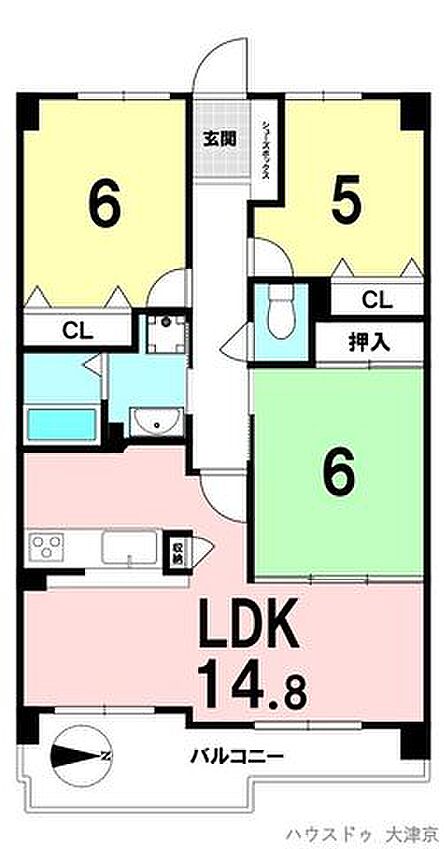 東向きの明るい14.8帖LDK!全居室収納付き♪