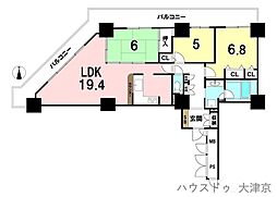 ファーストタワー大津MARY 3LDKの間取図画像