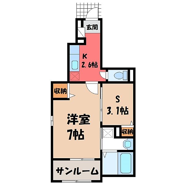 マーベラス III ｜群馬県伊勢崎市除ケ町(賃貸アパート1SK・1階・35.11㎡)の写真 その2