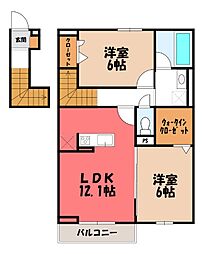 高崎市下之城町アパート 2LDKの間取図画像