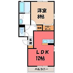 ヴェラハイツM 1LDKの間取図画像