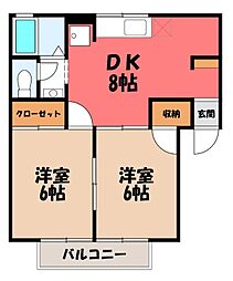 セジュール藤塚A 2DKの間取図画像