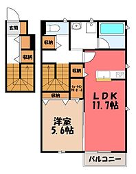 シャルールB 1LDKの間取図画像