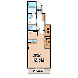 カーサプラシード2 ワンルームの間取図画像