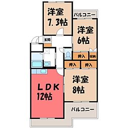 ファランドール井野 3LDKの間取図画像