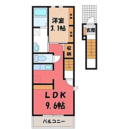 ビオーラB 1LDKの間取図画像