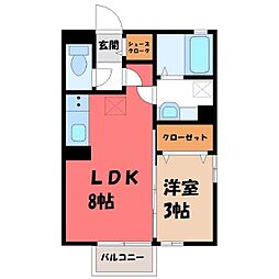 プレシャス前橋C 1LDKの間取図画像