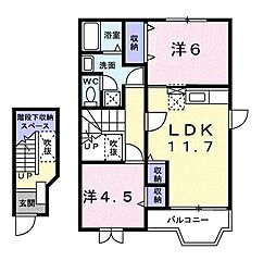 リバーサイドビューB 2LDKの間取図画像