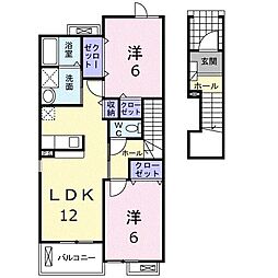 ポワールメゾンD 2LDKの間取図画像