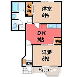 プチシャン・ヴィラ 2DKの間取図画像