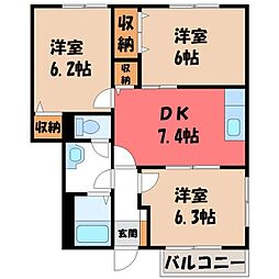 ソレイユスクエアーC 3DKの間取図画像