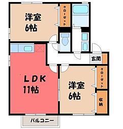 ベルサードA 2LDKの間取図画像