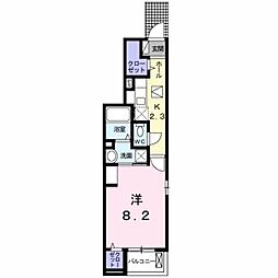 アベリア 1Kの間取図画像