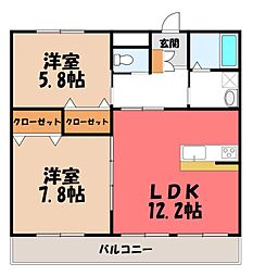 ラバーゼ 2LDKの間取図画像