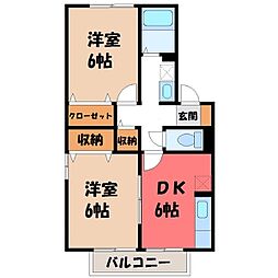 サニーウェル清里A 2DKの間取図画像