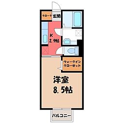 シェルピース 1Kの間取図画像