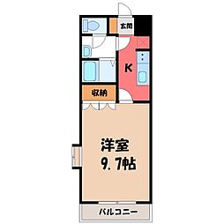 グリルス2 1Kの間取図画像