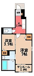 Comforia2 2Kの間取図画像