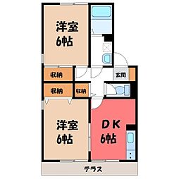 グラシアA 2DKの間取図画像