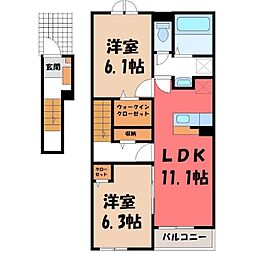 フローレス コート II 2LDKの間取図画像