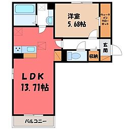 グランメールC 1LDKの間取図画像