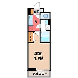 ブルーム駅南 1Kの間取図画像