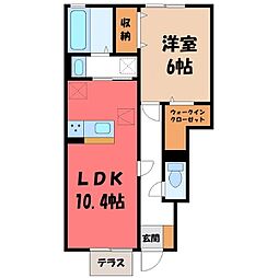ジュネス江木 1LDKの間取図画像