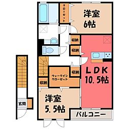 クレーヴ 2LDKの間取図画像