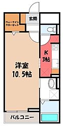 グランドレール高崎 1Kの間取図画像