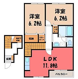 ソレアードC 2LDKの間取図画像