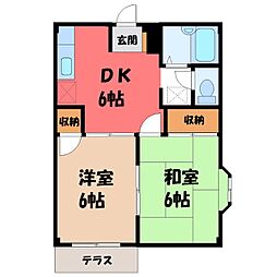 エルディム山口 2DKの間取図画像