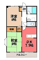 ユーハイツ 2DKの間取図画像