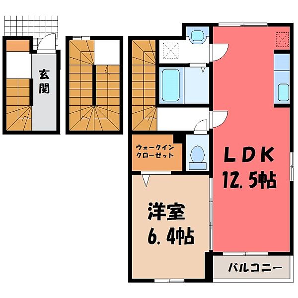 メヌエット ｜群馬県前橋市東善町(賃貸アパート1LDK・3階・54.19㎡)の写真 その2