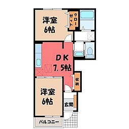 サンリット2 2DKの間取図画像