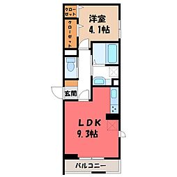 前橋市南町3丁目アパート 1LDKの間取図画像