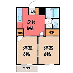 エルディムナカジマ 2DKの間取図画像