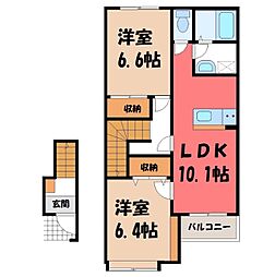 ジェムフォレスト 2LDKの間取図画像