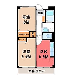 ポワールフルール 2DKの間取図画像